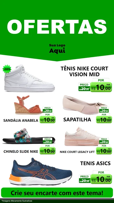 Modelo de TV para TV Vertical com o tema Ofertas Verde Cartaz para Calçados