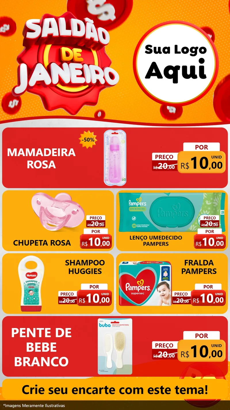 Modelo de TV para TV Vertical com o tema Saldão de Janeiro para Bebês