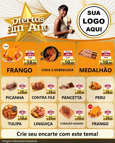 Modelo de Rede Social para Feed Instagram com o tema Ofertas Fim de Ano para Assados