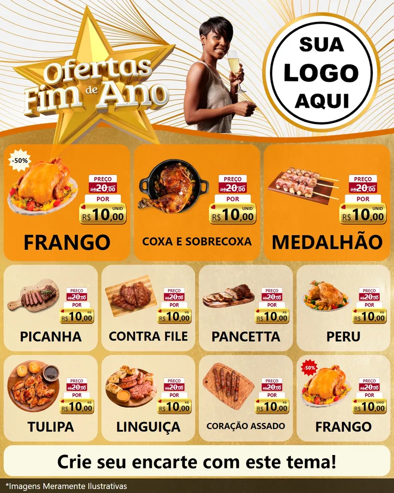 Modelo de Rede Social para Feed Instagram com o tema Ofertas Fim de Ano para Assados