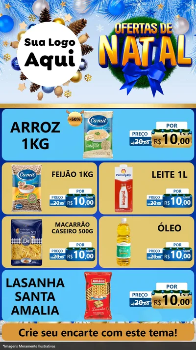 Modelo de TV para TV Vertical com o tema Ofertas de Natal para Supermercado