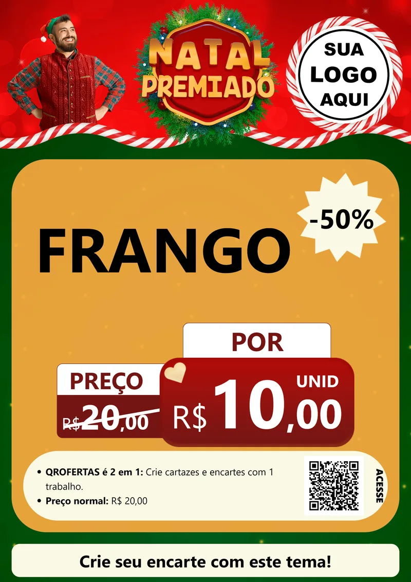 Modelo de Cartaz para Cartaz A4 Vertical com o tema Natal Premiado para Assados