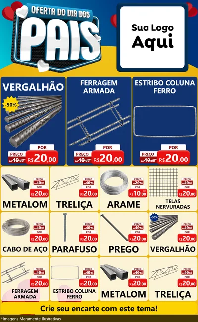 Modelo de Encarte para Encarte Grande com o tema Oferta Do Dia Dos Pais para Ferragens
