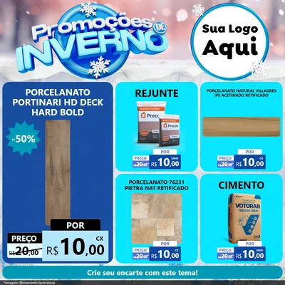 Modelo de Rede Social para Feed Facebook com o tema Promoções de Inverno para Pisos e revestimentos