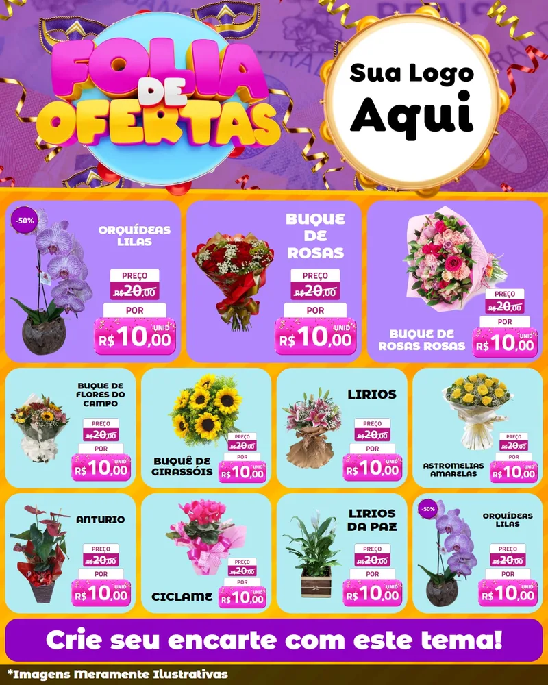 Modelo de Rede Social para Feed Instagram com o tema Folia de Ofertas para Floricultura e jardim
