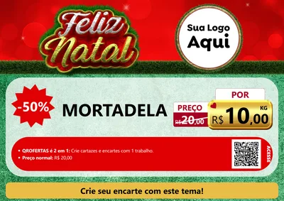 Modelo de Cartaz para Cartaz A4 Horizontal com o tema Feliz Natal para Frios e Laticínios