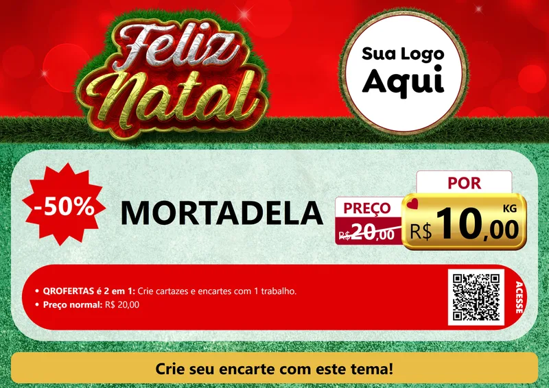 Modelo de Cartaz para Cartaz A4 Horizontal com o tema Feliz Natal para Frios e Laticínios