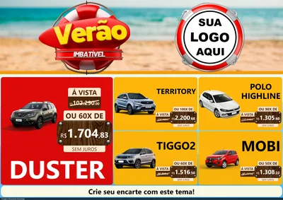 Modelo de Encarte para Encarte A4 Horizontal com o tema Verão Imbatível para Concessionaria de Carros