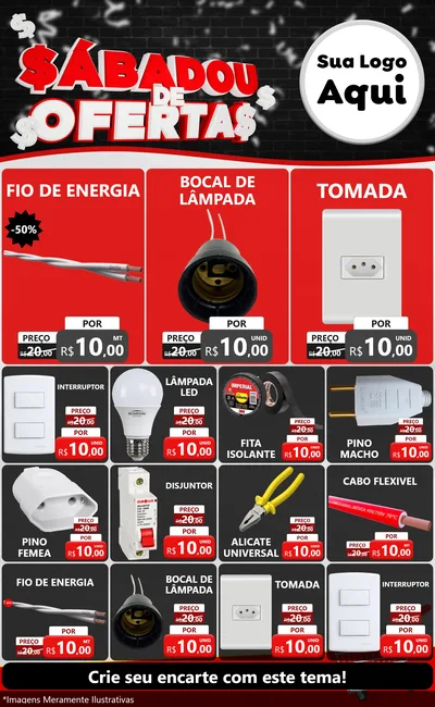Modelo de Encarte para Encarte Grande com o tema Sabadou de Ofertas para Materiais Elétricos