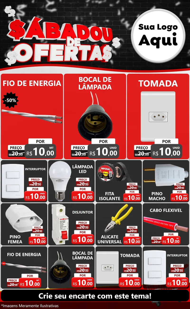 Modelo de Encarte para Encarte Grande com o tema Sabadou de Ofertas para Materiais Elétricos