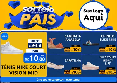 Modelo de Encarte para Encarte A4 Horizontal com o tema Sorteio Dia dos Pais para Calçados