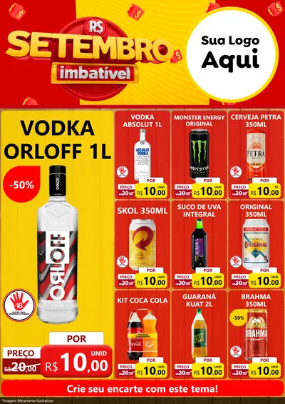 Modelo de Encarte para Encarte A4 Vertical com o tema Setembro Imbatível para Distribuidora de bebidas