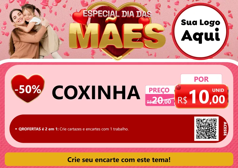 Modelo de Cartaz para Cartaz A4 Horizontal com o tema Especial Dia Das Mães para Salgadaria