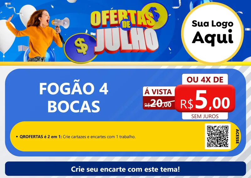 Modelo de Cartaz para Cartaz A4 Horizontal com o tema Ofertas de Julho para Móveis e Eletro