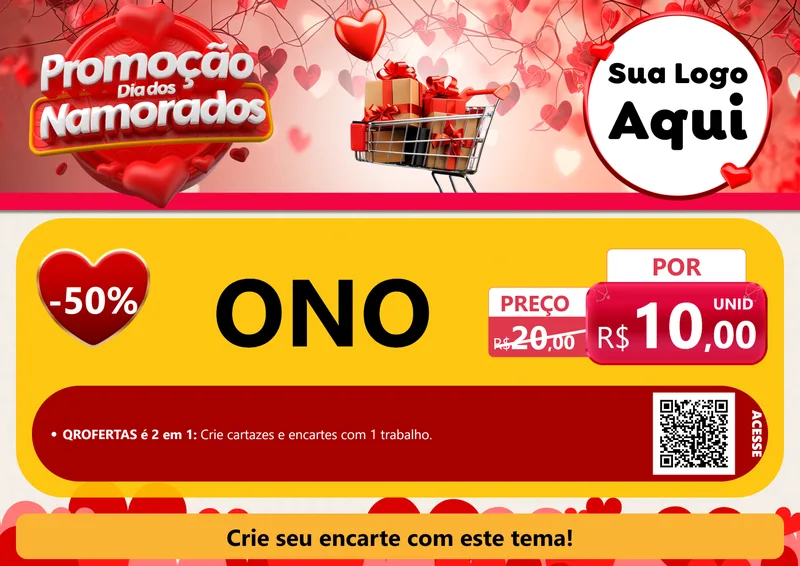 Modelo de Cartaz para Cartaz A4 Horizontal com o tema Promoção Dia dos Namorados para Óticas