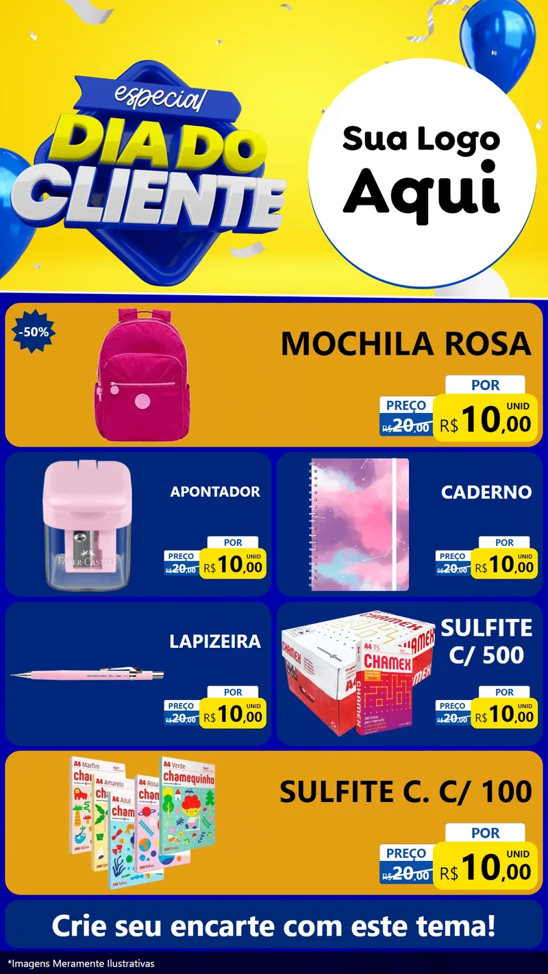 Modelo de TV para TV Vertical com o tema Especial Dia do Cliente para Papelaria