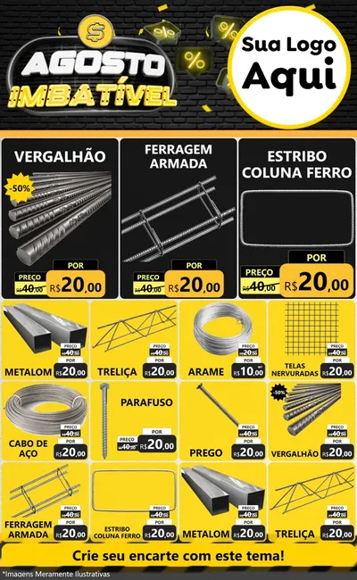 Modelo de Encarte para Encarte Grande com o tema Agosto Imbatível para Ferragens