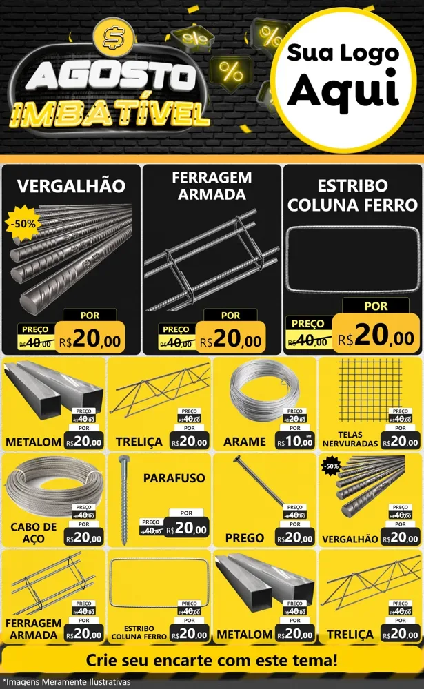 Modelo de Encarte para Encarte Grande com o tema Agosto Imbatível para Ferragens