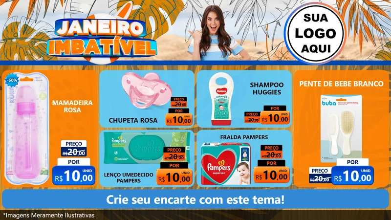 Modelo de TV para TV Horizontal com o tema Janeiro Imbatível para Bebês