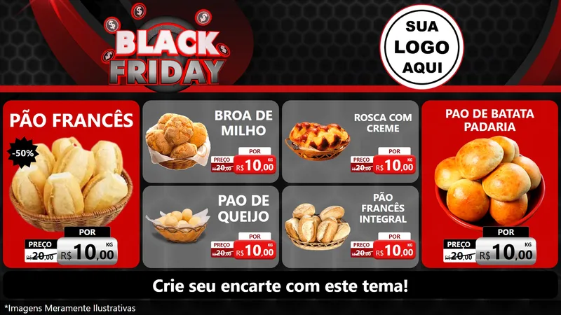 Modelo de TV para TV Horizontal com o tema Black Friday para Padaria