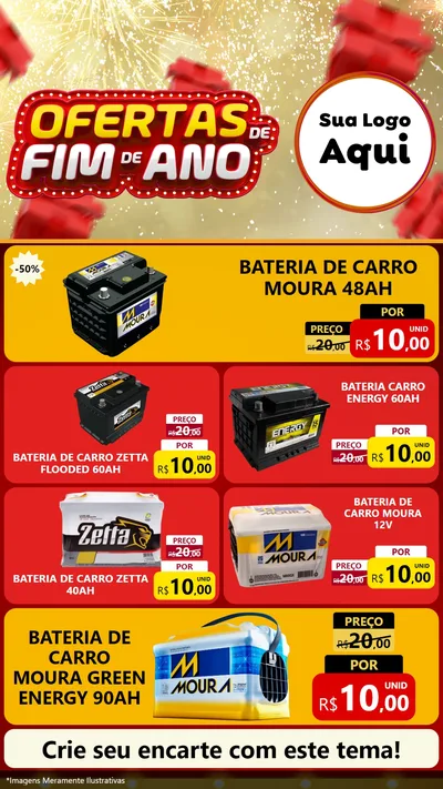 Modelo de TV para TV Vertical com o tema Ofertas de Fim de Ano para Baterias Elétricas
