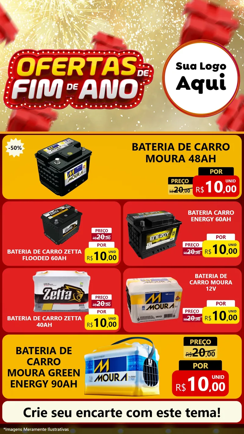 Modelo de TV para TV Vertical com o tema Ofertas de Fim de Ano para Baterias Elétricas