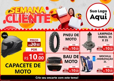 Modelo de Encarte para Encarte A4 Horizontal com o tema Semana do Cliente para Moto peças