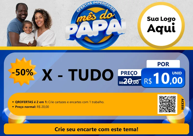 Modelo de Cartaz para Cartaz A4 Horizontal com o tema Ofertas Imperdíveis Mês Do Papai para Hamburgueria
