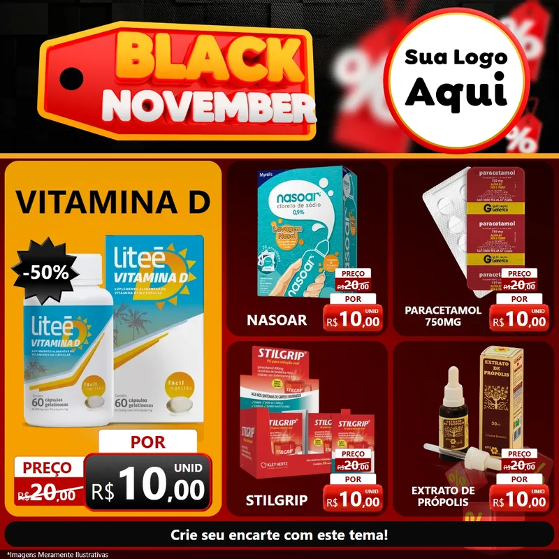 Modelo de Rede Social para Feed Facebook com o tema Black November para Farmácia