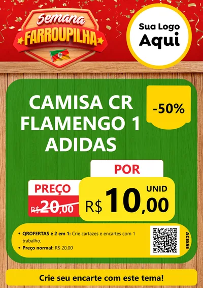 Modelo de Cartaz para Cartaz A4 Vertical com o tema Semana Farroupilha para Roupas e acessórios