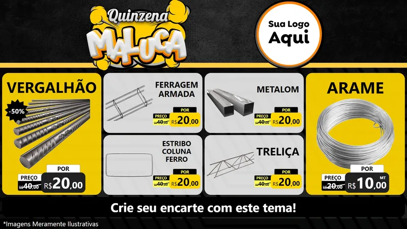 Modelo de TV para TV Horizontal com o tema Quinzena Maluca para Ferragens