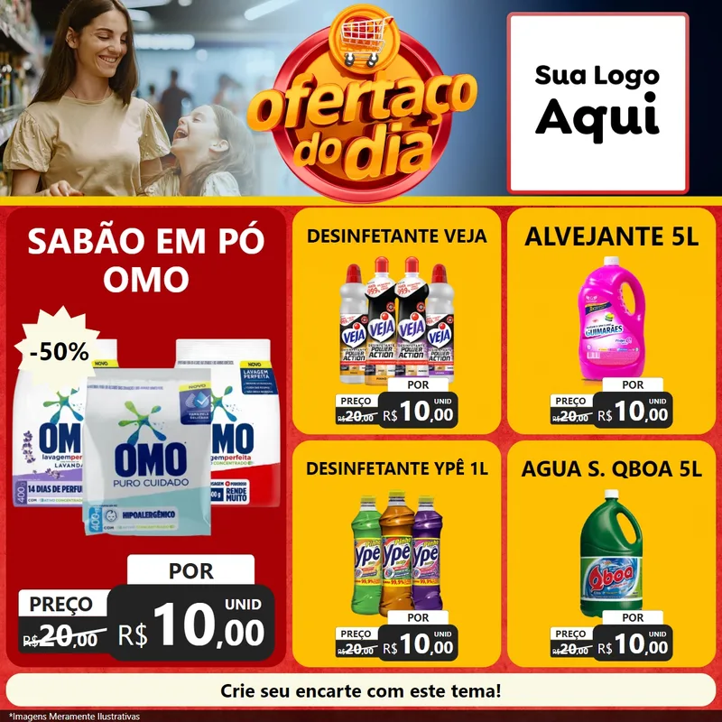 Modelo de Rede Social para Feed Facebook com o tema Ofertaço Do Dia para Produtos de Limpeza