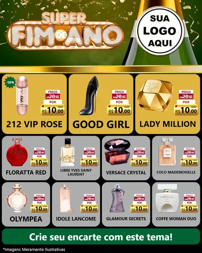Modelo de Rede Social para Feed Instagram com o tema Super Fim de Ano para Perfumes