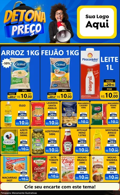 Modelo de Encarte para Encarte Grande com o tema Detona Preços para Supermercado
