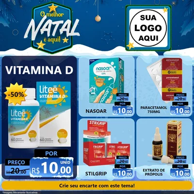Modelo de Rede Social para Feed Facebook com o tema O Melhor Natal É Aqui! para Farmácia
