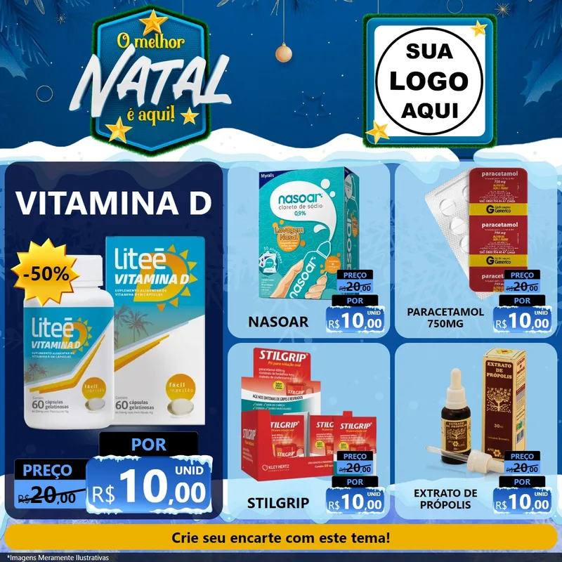 Modelo de Rede Social para Feed Facebook com o tema O Melhor Natal É Aqui! para Farmácia