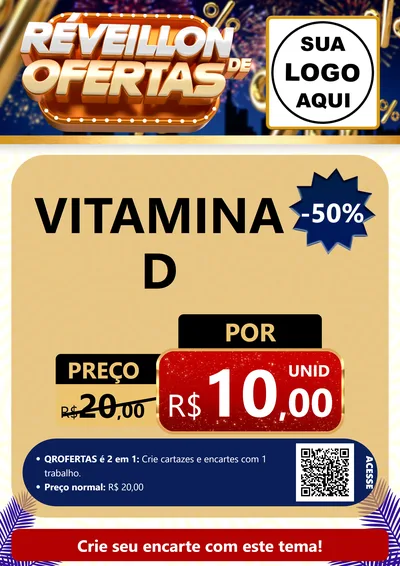 Modelo de Cartaz para Cartaz A4 Vertical com o tema Réveillon de Ofertas para Farmácia
