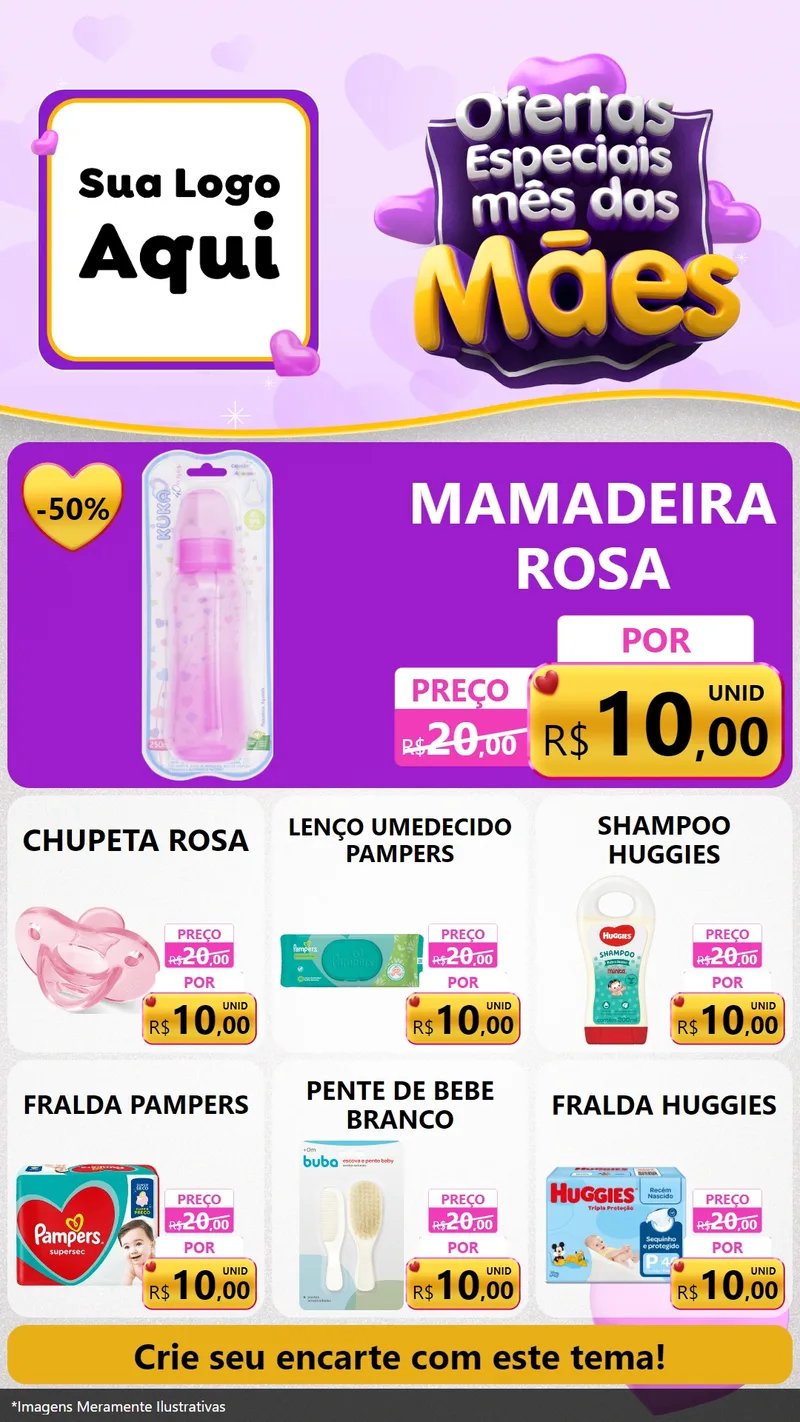 Modelo de Rede Social para Stories com o tema Ofertas Especiais - Mês das Mães para Bebês