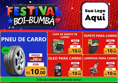 Modelo de Encarte para Encarte A4 Horizontal com o tema Festival Boi-Bumbá para Auto peças