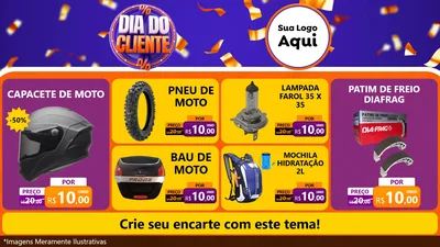 Modelo de TV para TV Horizontal com o tema Dia do Cliente para Moto peças