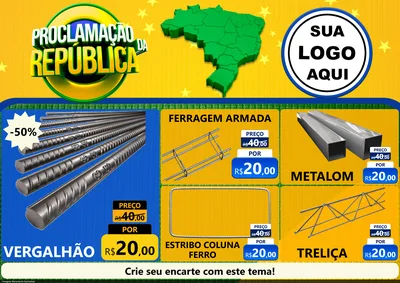 Modelo de Encarte para Encarte A4 Horizontal com o tema Proclamação da República para Ferragens