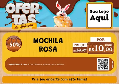 Modelo de Cartaz para Cartaz A4 Horizontal com o tema Ofertas de Páscoa para Papelaria