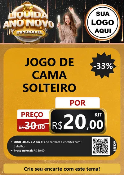 Modelo de Cartaz para Cartaz A4 Vertical com o tema Liquida Ano Novo Imperdível para Cama, Mesa e Banho