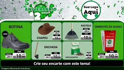 Modelo de TV para TV Horizontal com o tema Promoção de Aniversário - 2 Anos para Agropecuária