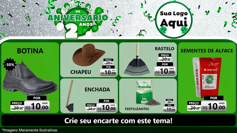 Modelo de TV para TV Horizontal com o tema Promoção de Aniversário - 2 Anos para Agropecuária