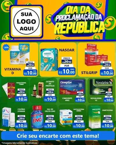 Modelo de Rede Social para Feed Instagram com o tema Dia Da Proclamação da República para Farmácia