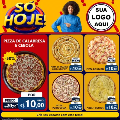Modelo de Rede Social para Feed Facebook com o tema Só Hoje! para Pizzaria
