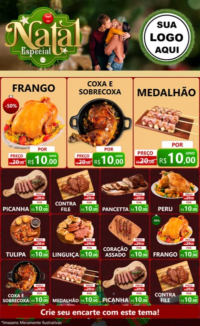Modelo de Encarte para Encarte Grande com o tema Natal Especial para Assados