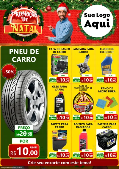 Modelo de Encarte para Encarte A4 Vertical com o tema Promoção de Natal para Auto peças