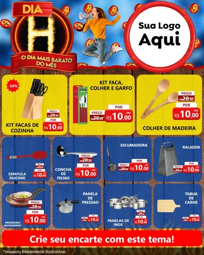 Modelo de Rede Social para Feed Instagram com o tema Dia H - O Dia Mais Barato Do Mês para Utilidades Domésticas